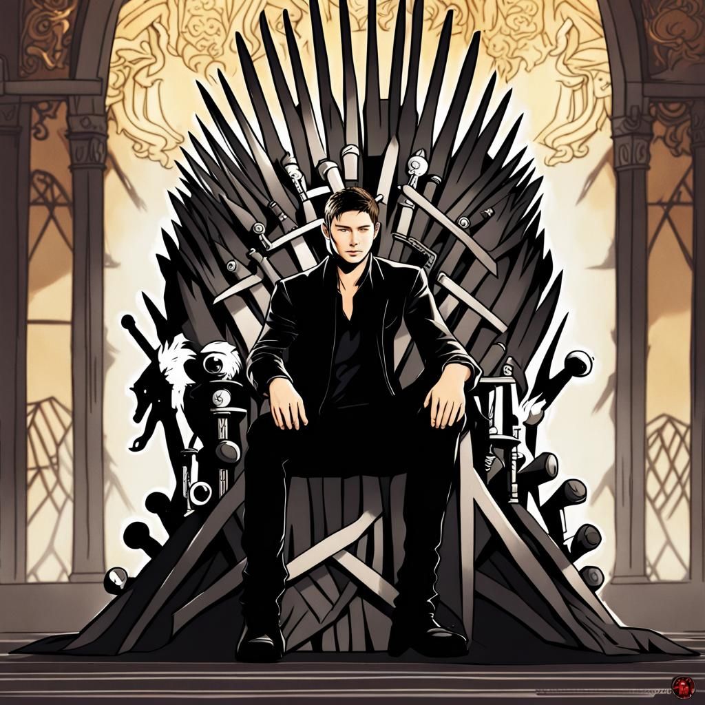 Anime Style Figure on Iron Throne