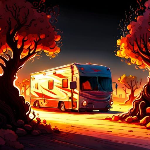 Burned Out RV Reclaimed by Vines: Arizona Sunrise