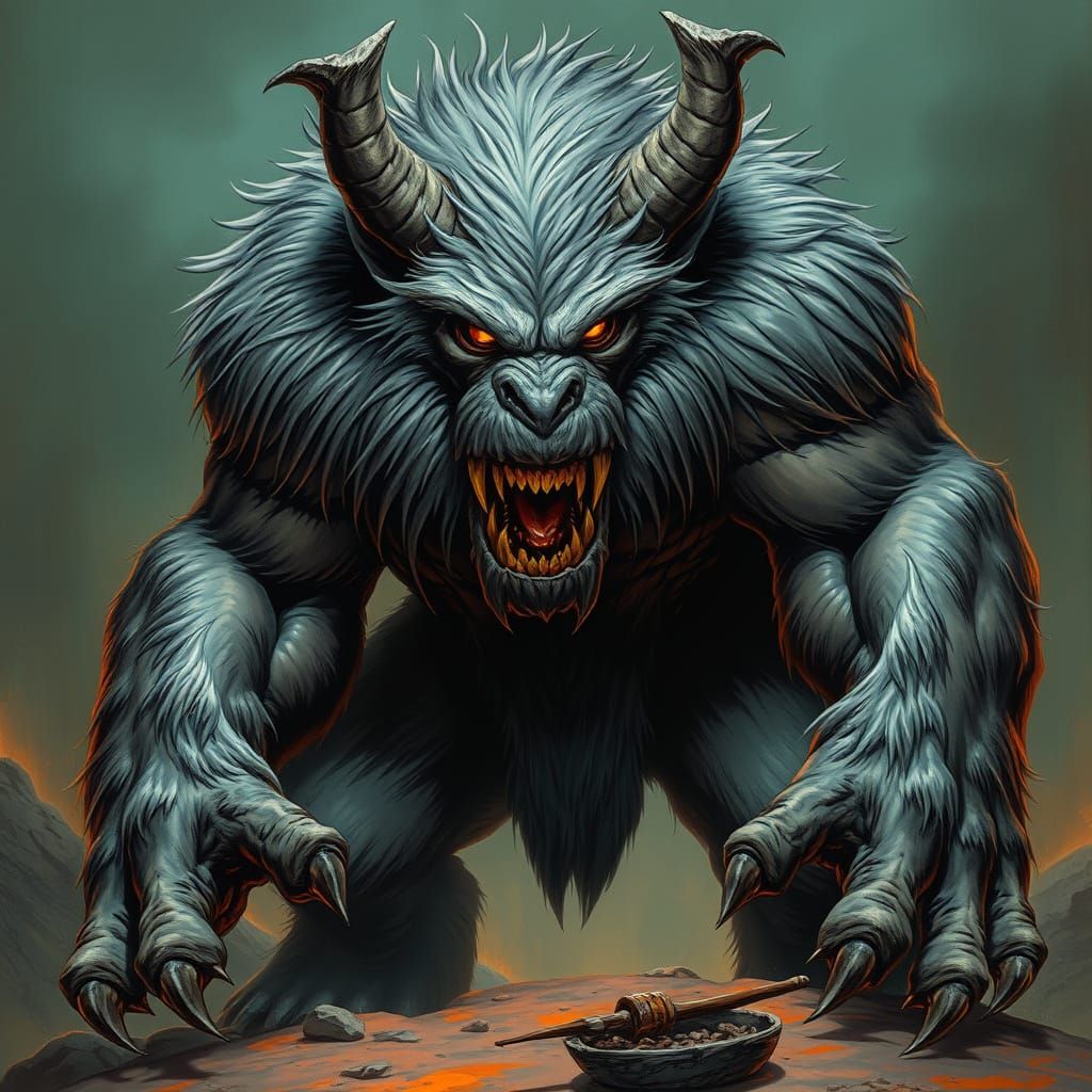 Fiendish Worg in Dark Fantasy Style