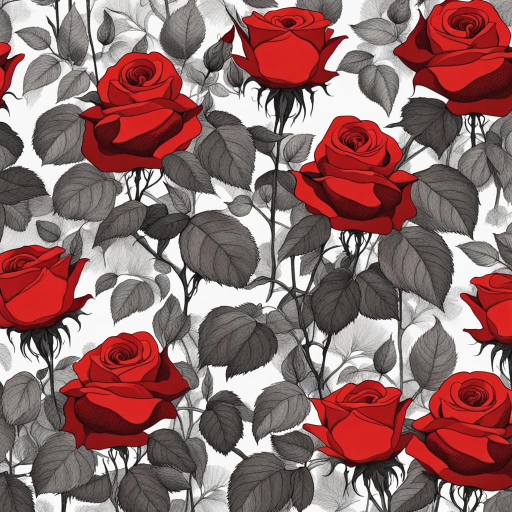 Red Roses in Julia Pott Style