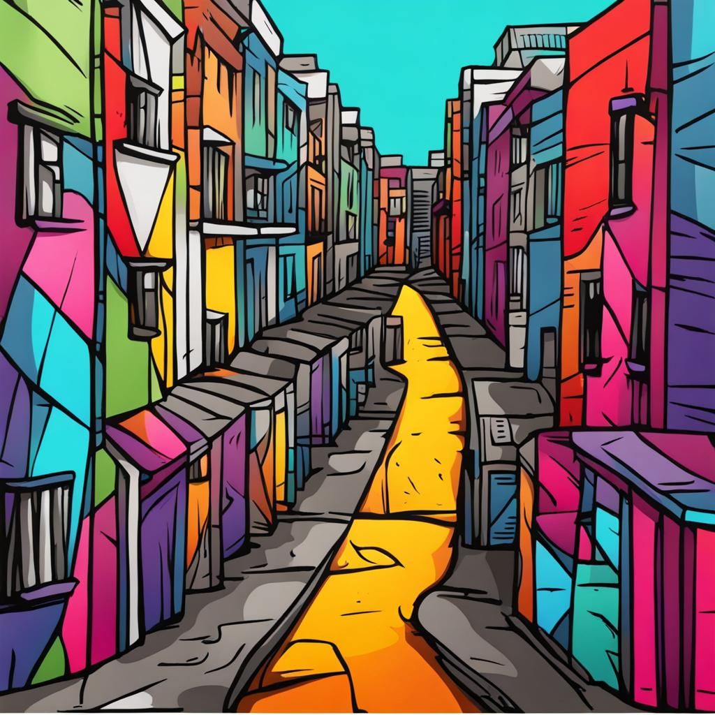 Doodle-Style Street Art in Triadic Colors