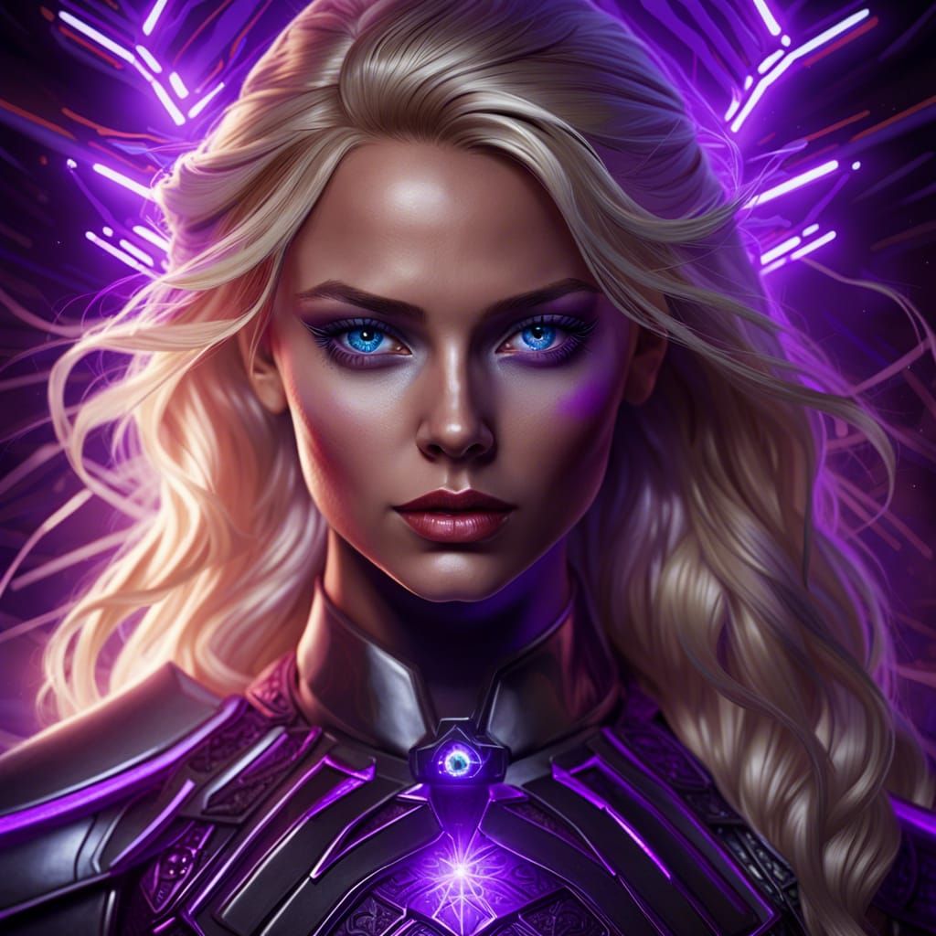 Blonde Girl with Laser Eyes, Dark Fantasy Art