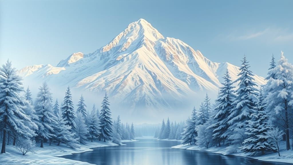 Dreamlike Winter Wonderland in Vibrant Colors