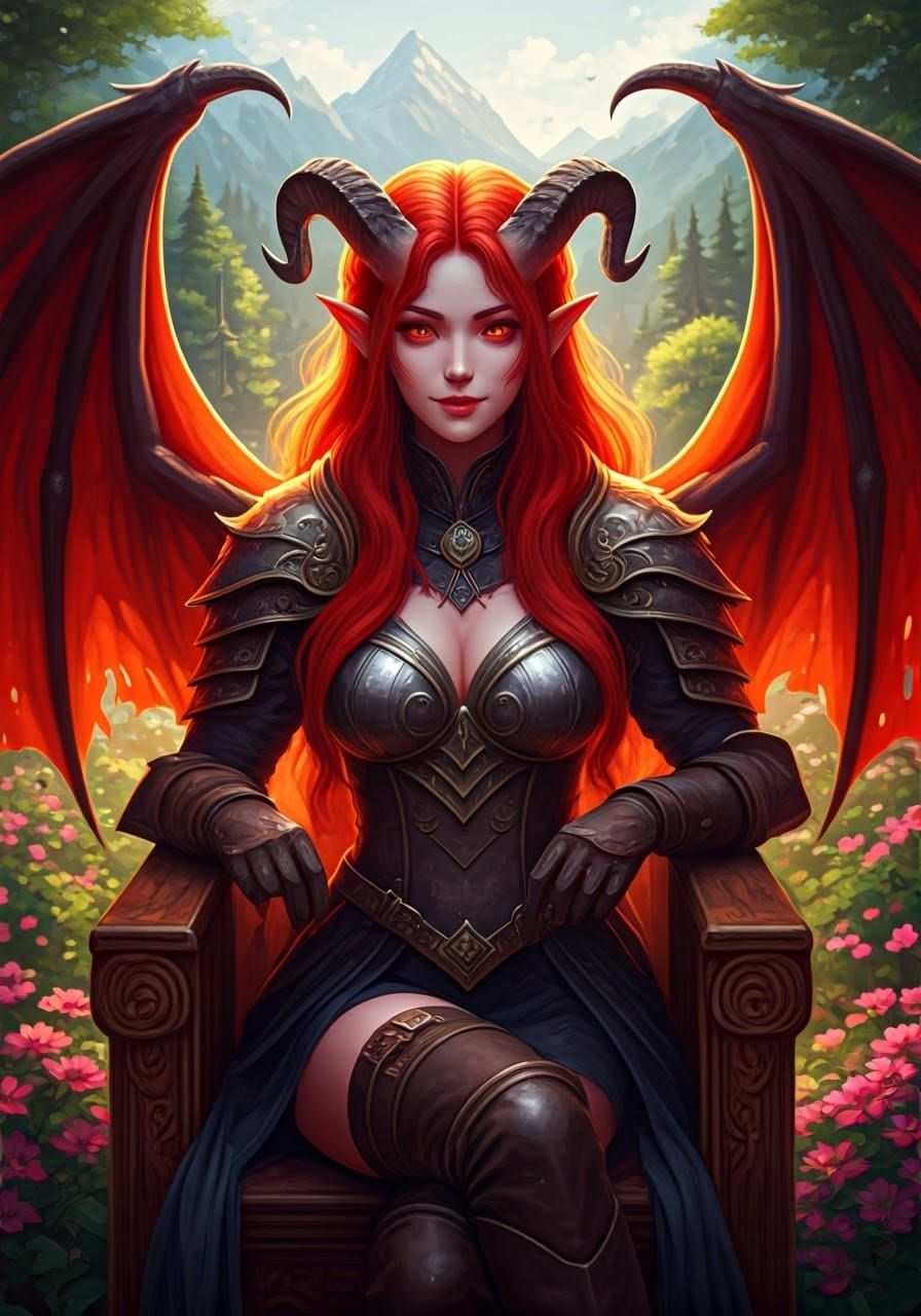 Ethereal Demoness in 80s Fantasy Attire