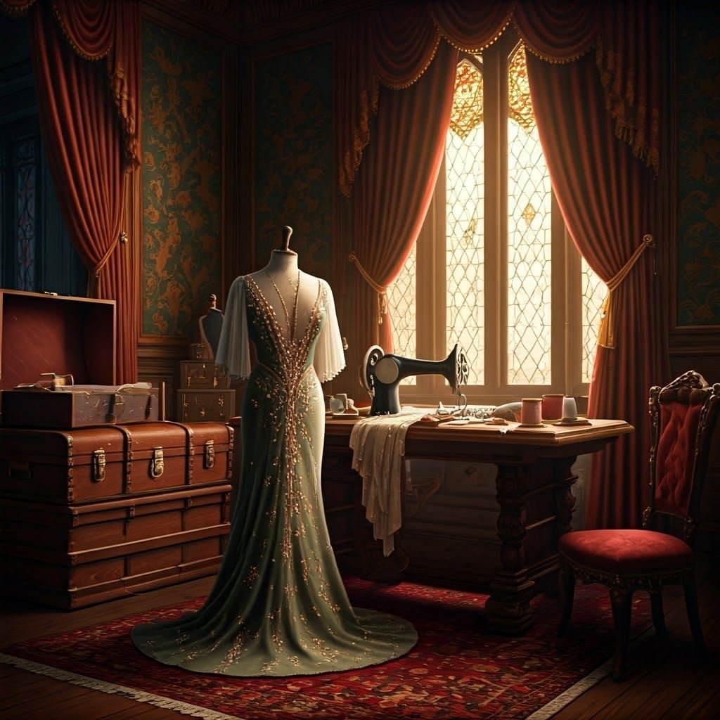 Victorian Tailor in Lavish Sewing Room Creates Opulent Royal...