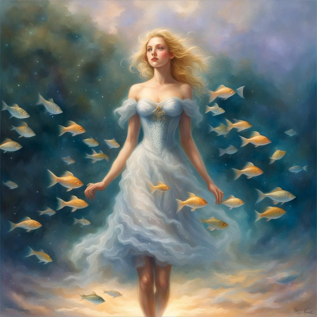 Ethereal Starry Sky Fantasy with Blonde Woman
