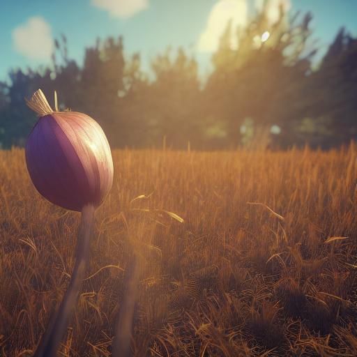 Onion in a Field at Golden Hour