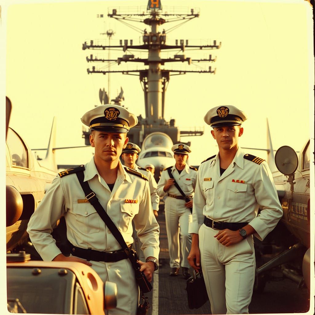 Vintage Naval Aircraft Carrier in Retrofuturistic Steampunk...