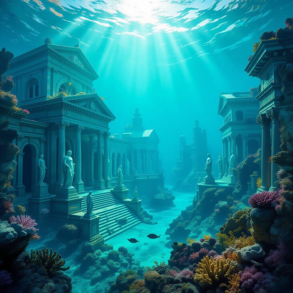 Submerged City of Atlantis in Fantasy Realism Style