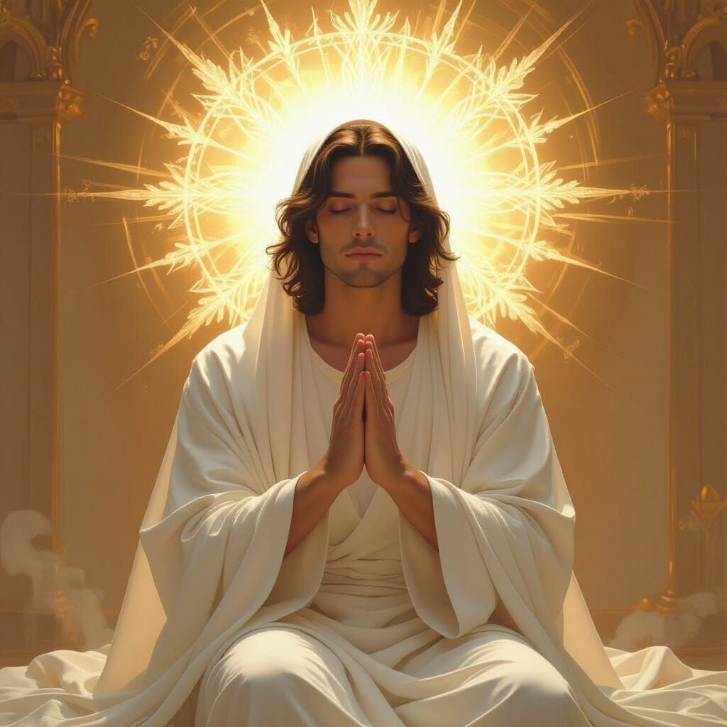 Serene Figure Bathed in Divine Light