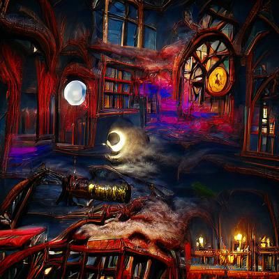 Steampunk Vampire in Spooky Moonlight Illustration