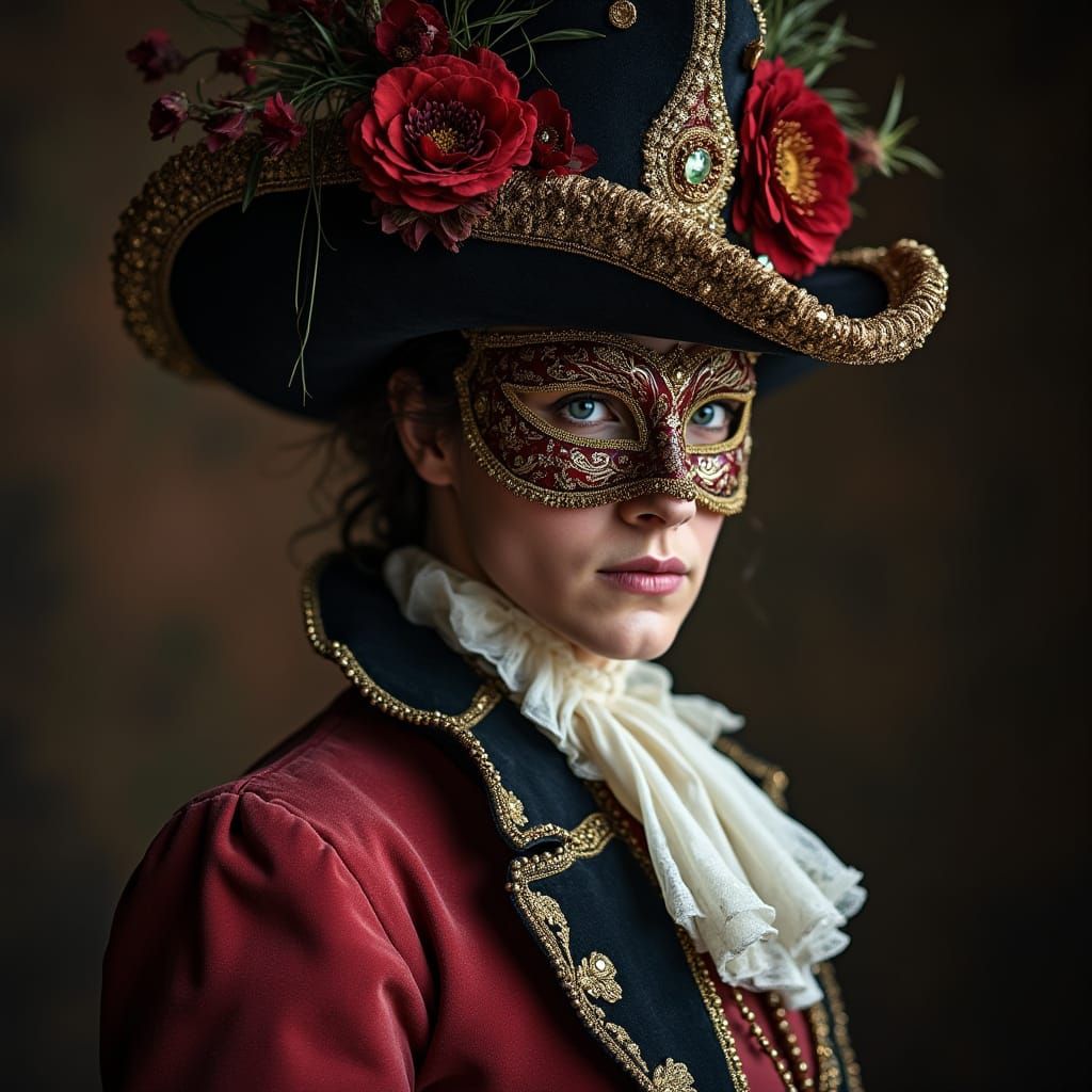 Masquerade Costume: 18th Century Man with Mask