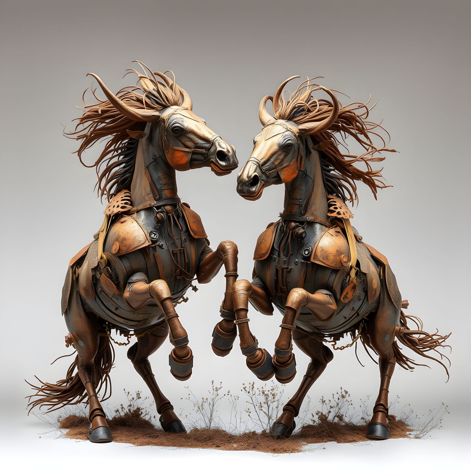 Scrap Metal Broncos Sculpture