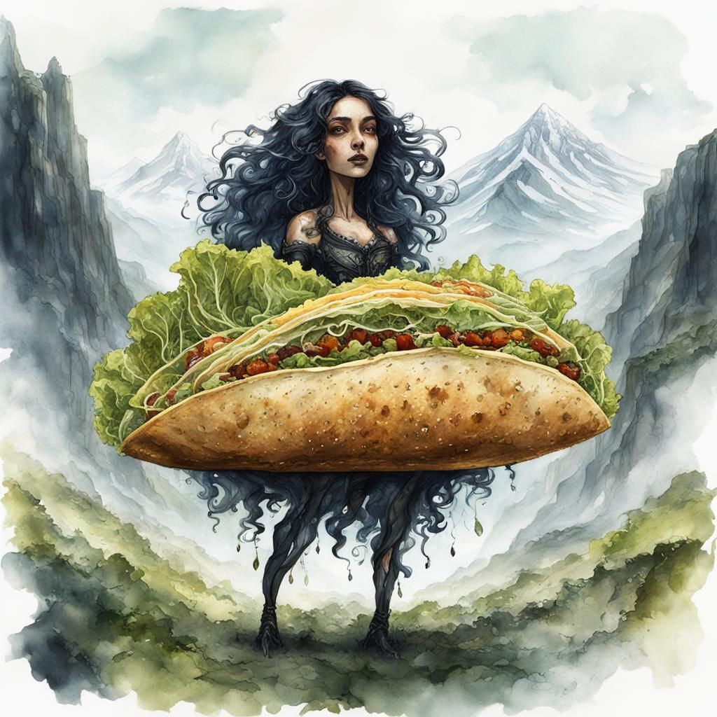 Anthropomorphic Taco in Fantasy Art Style