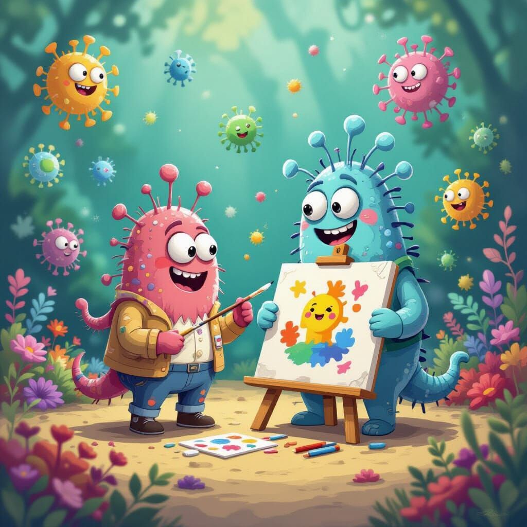 Funny Microbes and Bacteria in Microscopic Art