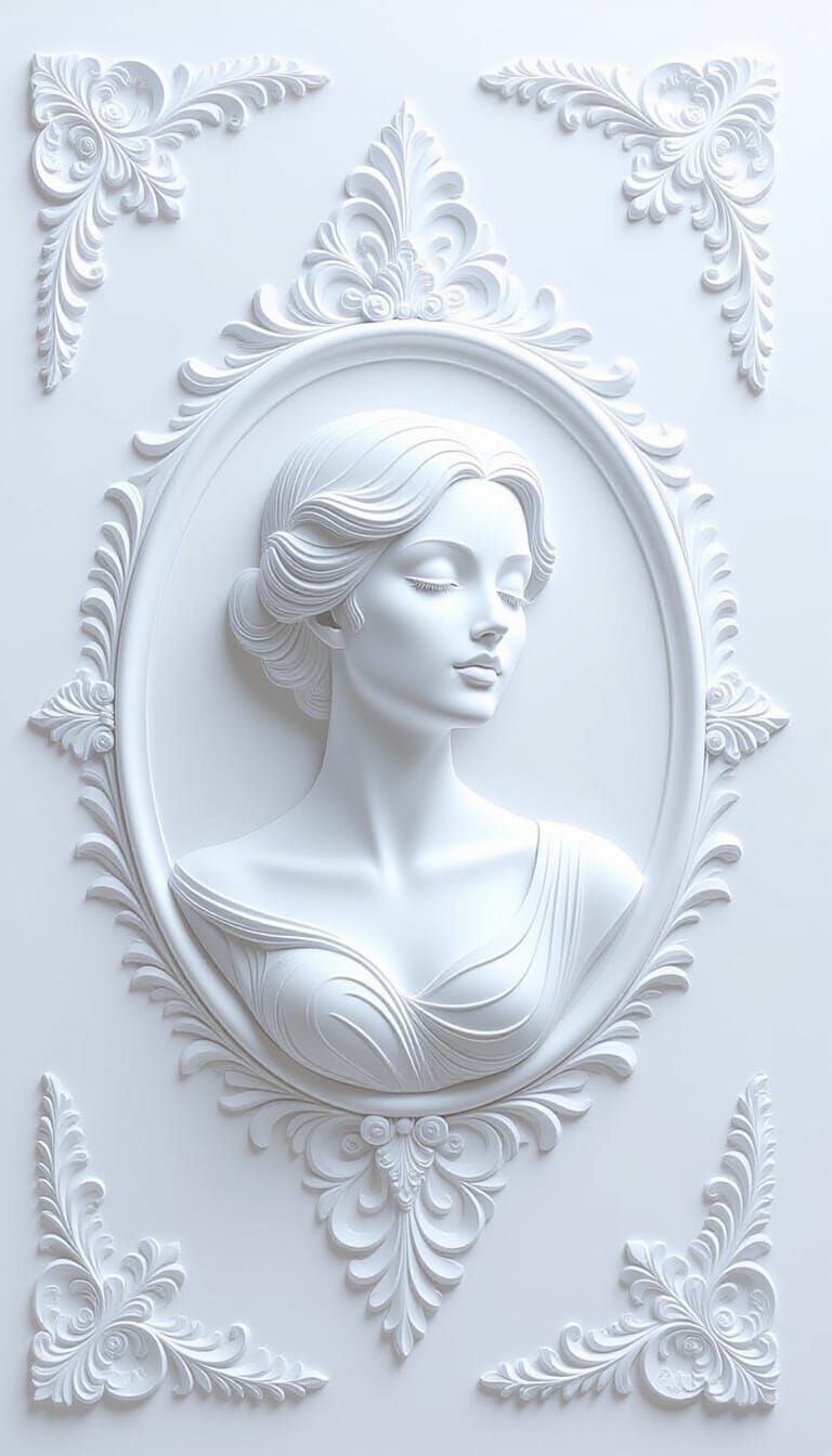 White on White Portrait of Woman