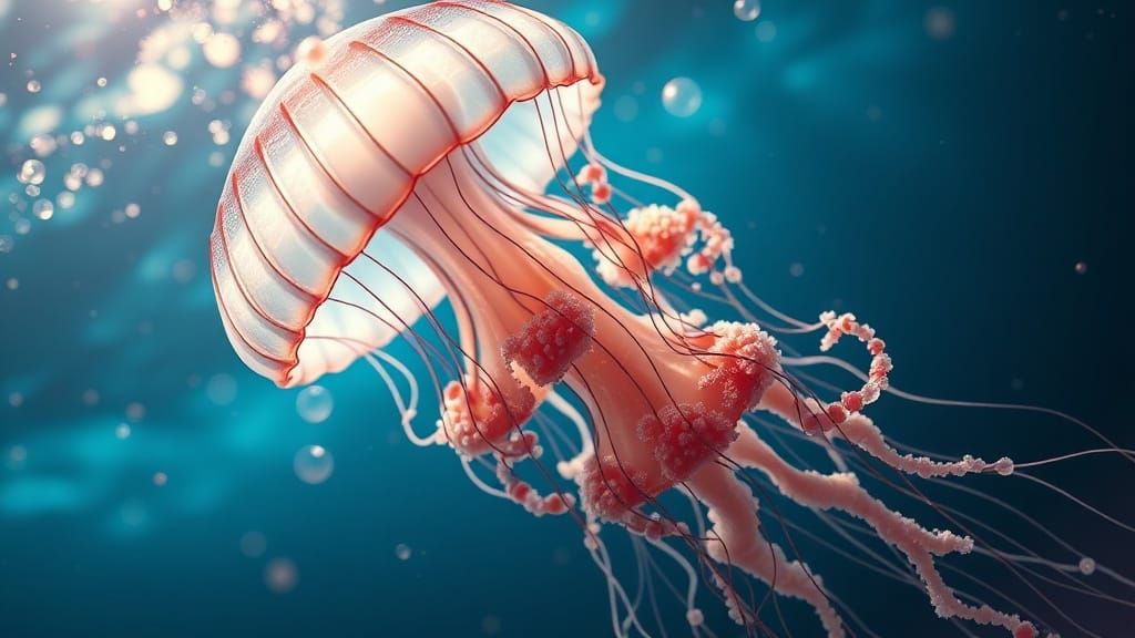 3D Jellyfish in Vivid Ocean Depths