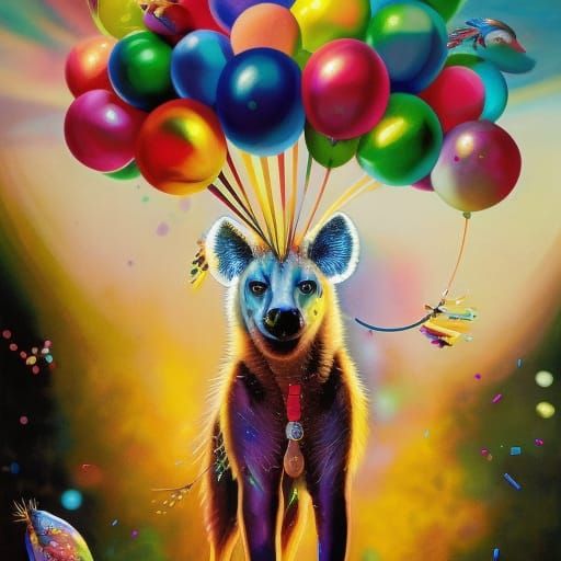 Rainbow Hyena Portrait in 3D Digital Art
