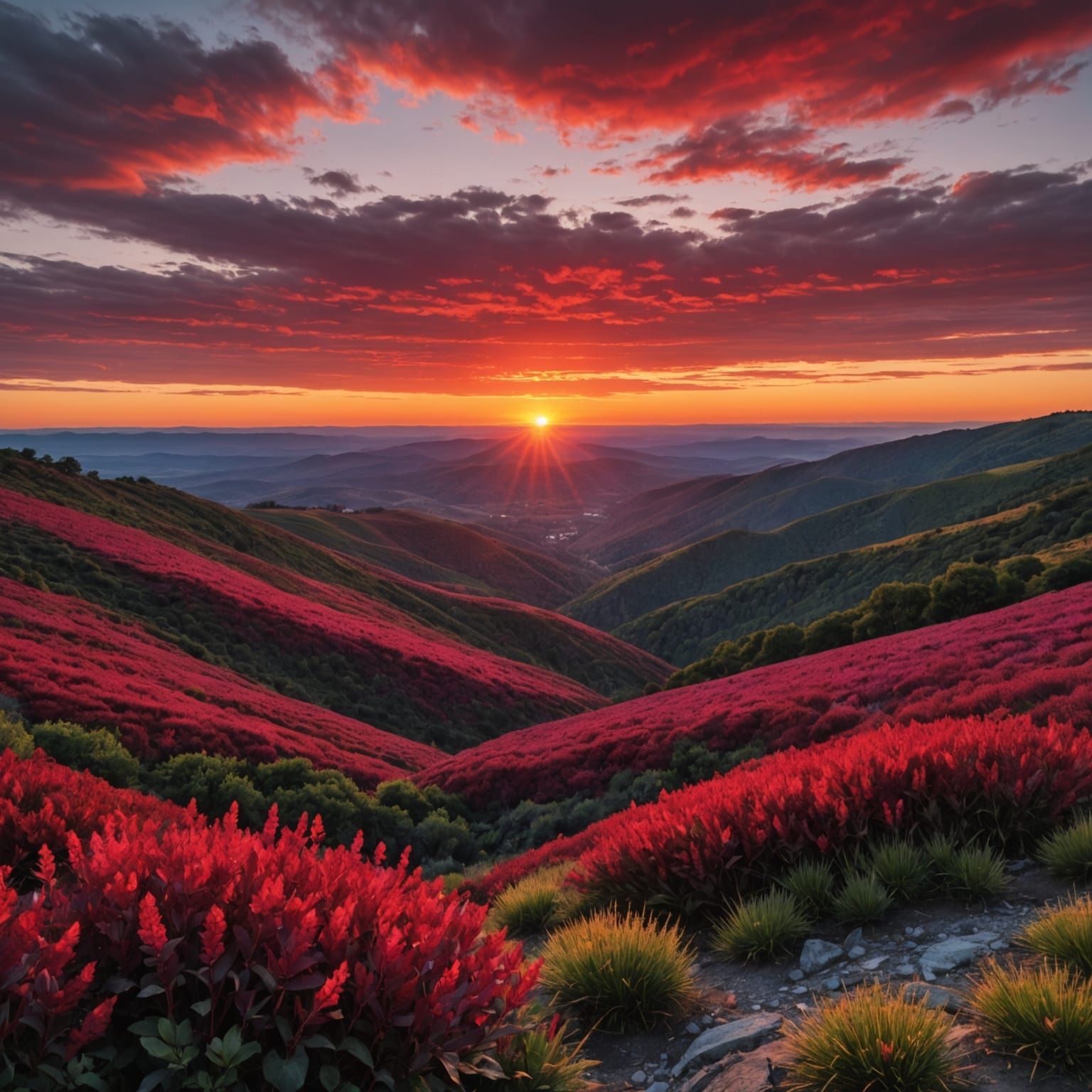 Vibrant Sunset in Jewel Tones