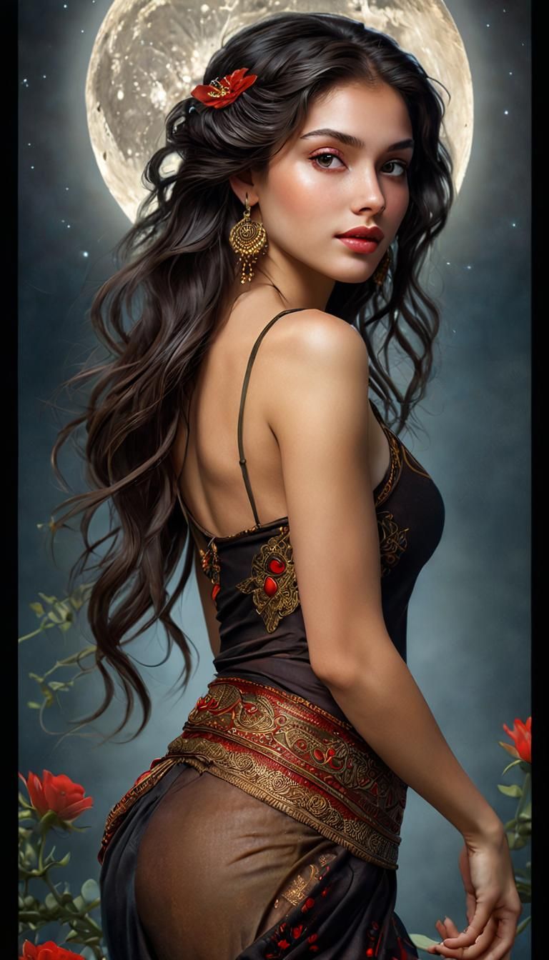 Captivating Young Woman with Delicate Features: HDR Image