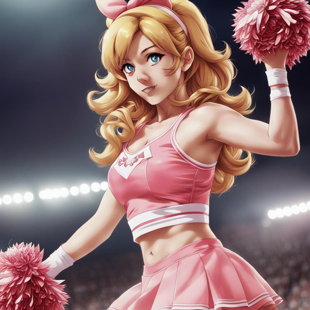 Princess Peach as Cheerleader in Anime Style