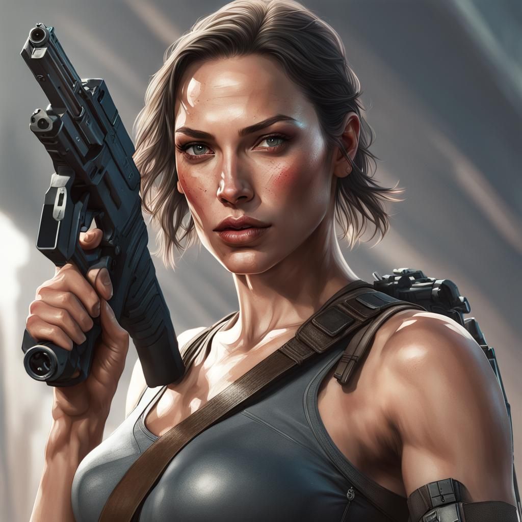 Platinum Blonde Lara Croft Portrait in Mexico
