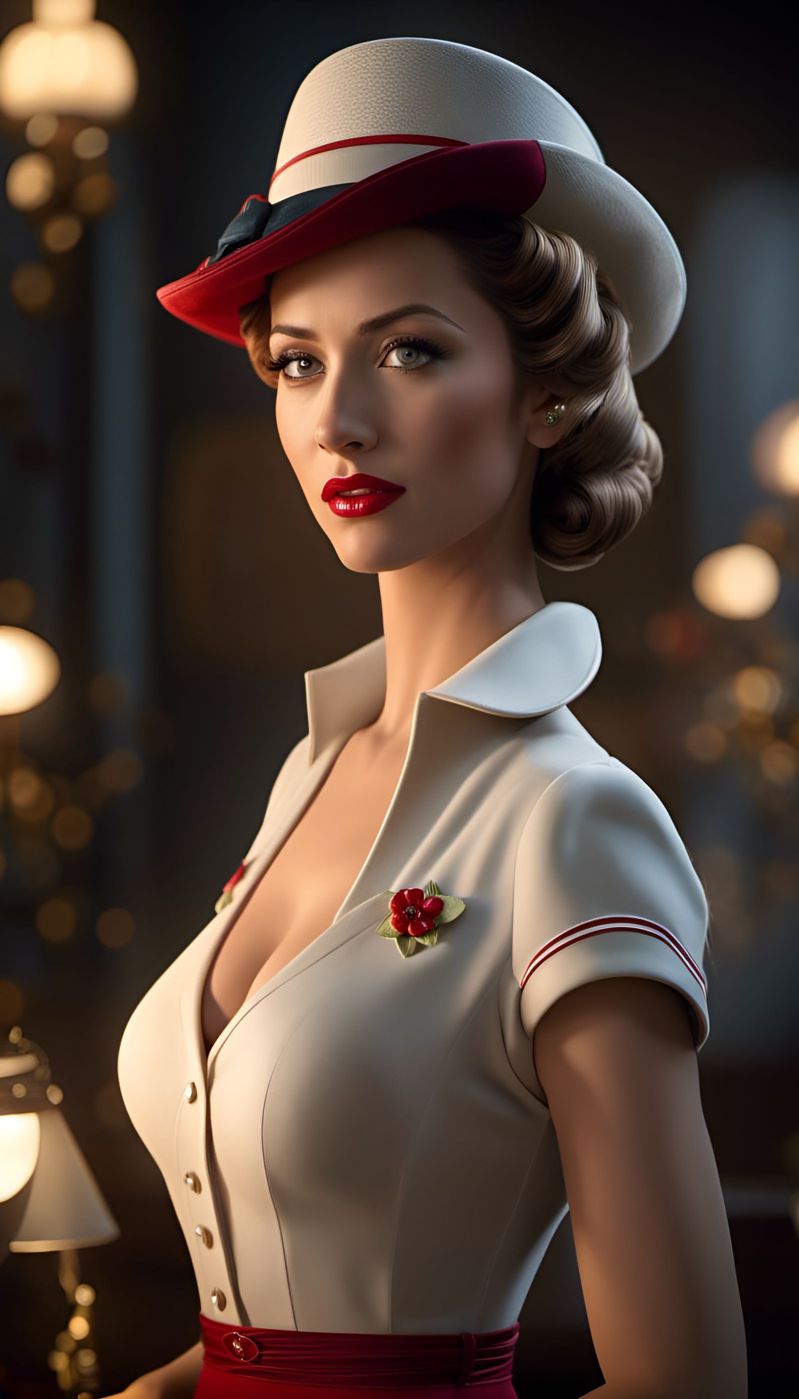 Glamorous 1940s Pin-Up Girl in Film Noir Style