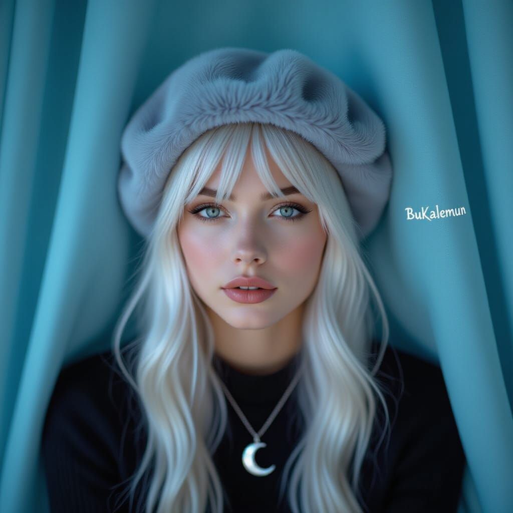 Ethereal Portrait of Non-Binary Individual with Platinum Hai...