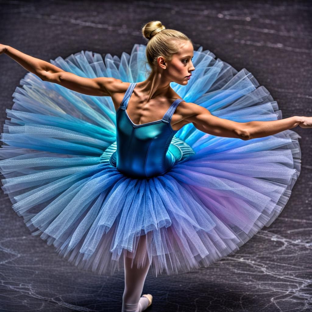 Hyperrealistic Ballerina in Iridescent Tutu