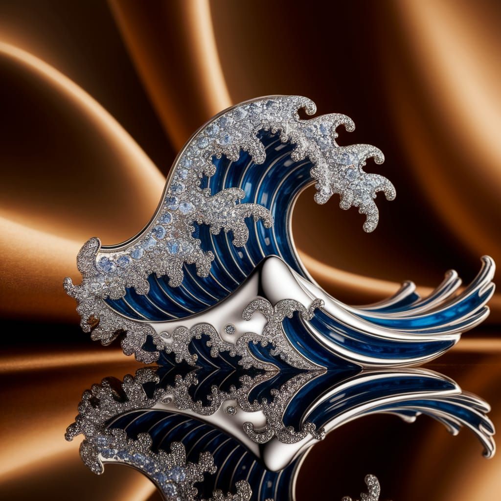 Iolite Ocean Wave Brooch: Jewelry Macro