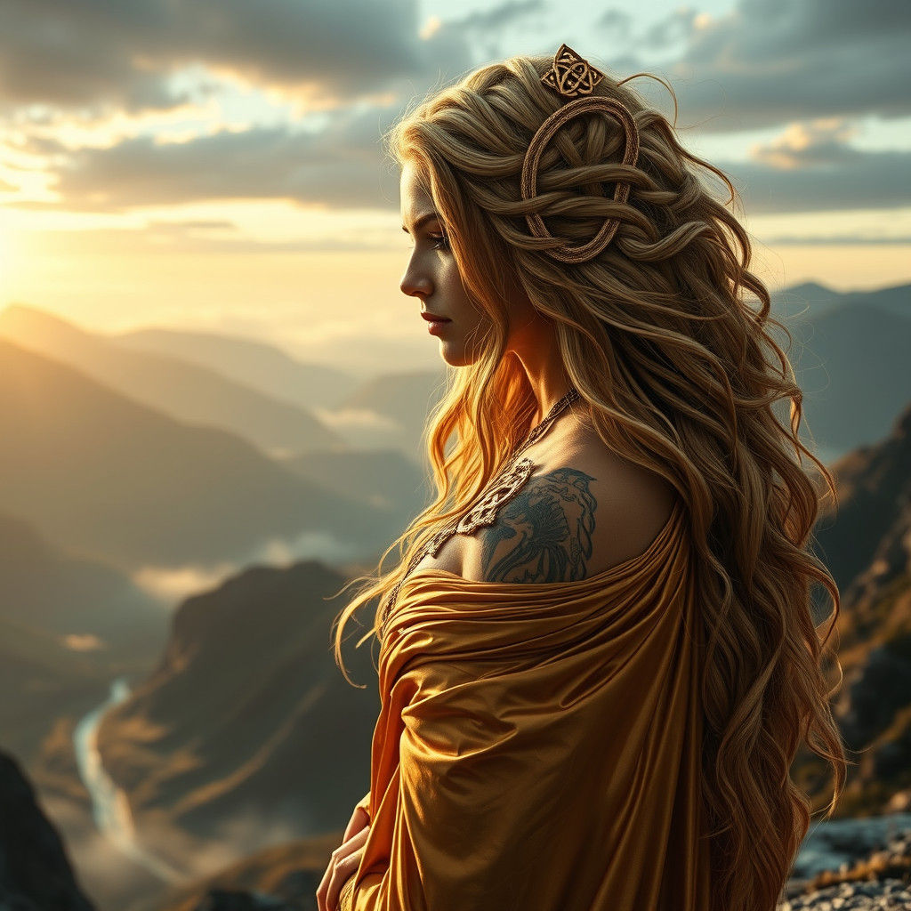 Celtic Goddess in Fantasy Landscape, Digital Art