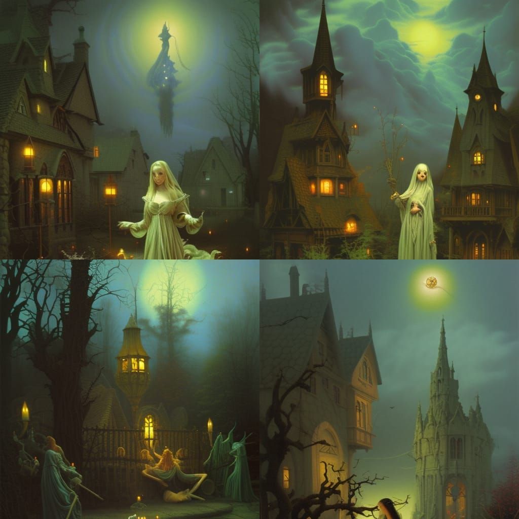 Eerie Witches Coven in Folk Horror Style