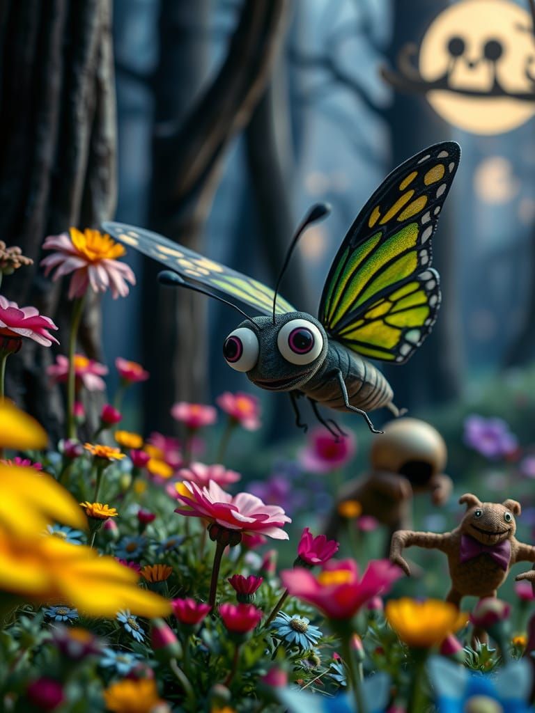 Confused Butterfly in Surreal Stop-Motion Landscape