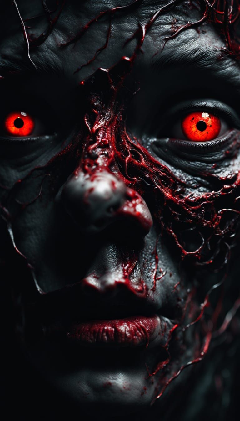 Eerie Close-Up of a Person's Terrifying Surprise