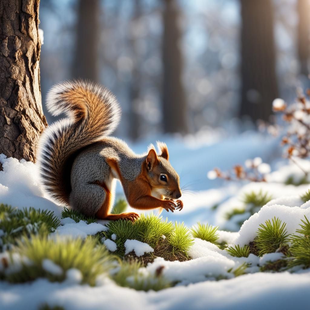 Squirrels Wake From Winter Hibernation in Spring Landscape