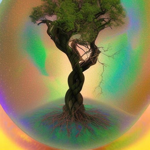 Broken Oak and Resilient Willow: Astral Illustration
