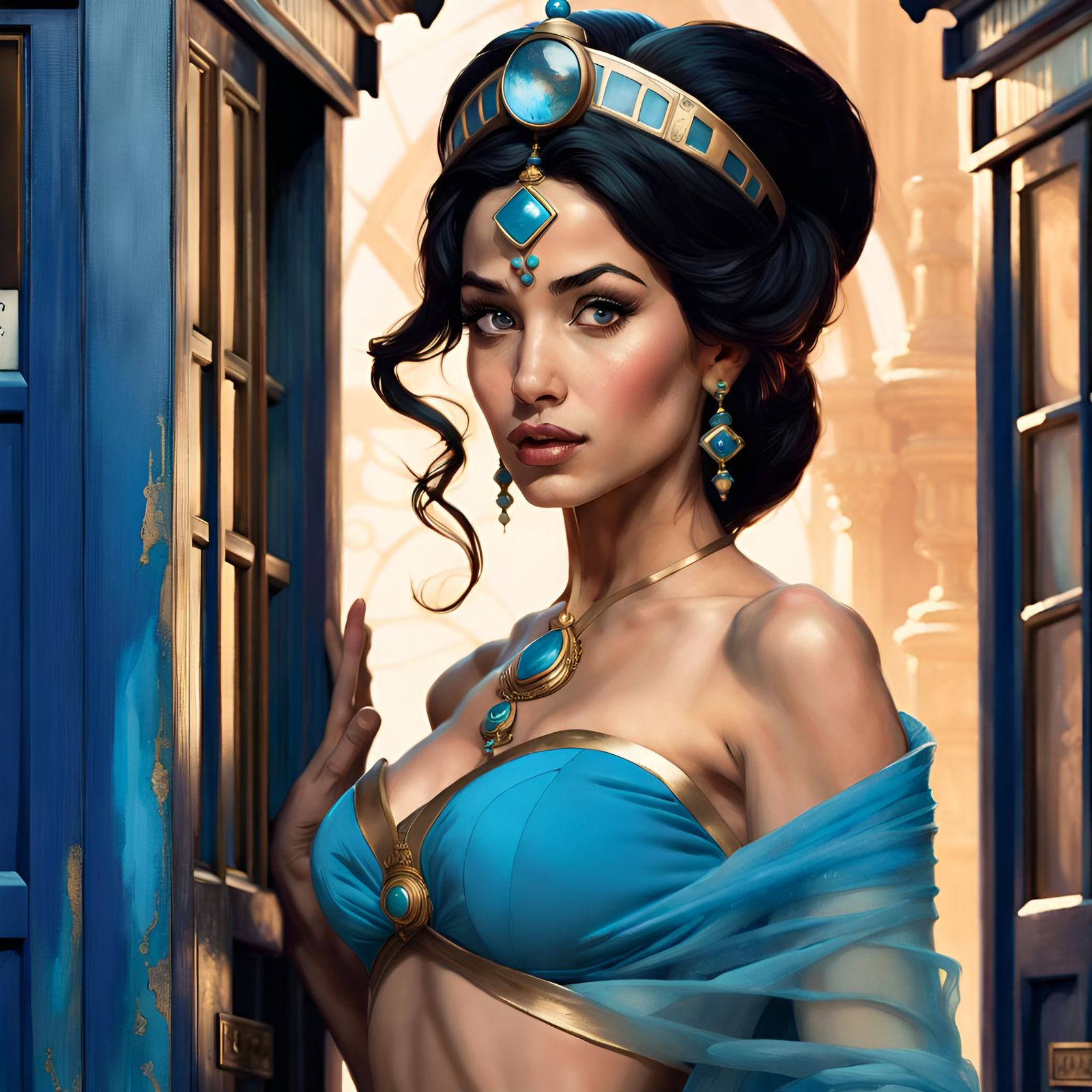 Princess Jasmine and the Tardis: Fantasycore Digital Art
