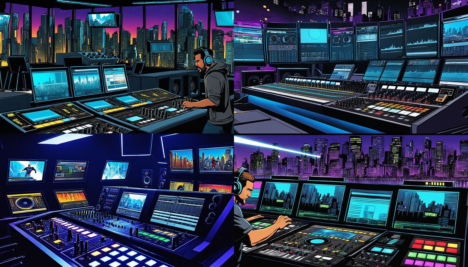 Action Hero DJ Comic Book Storyboard in 4K