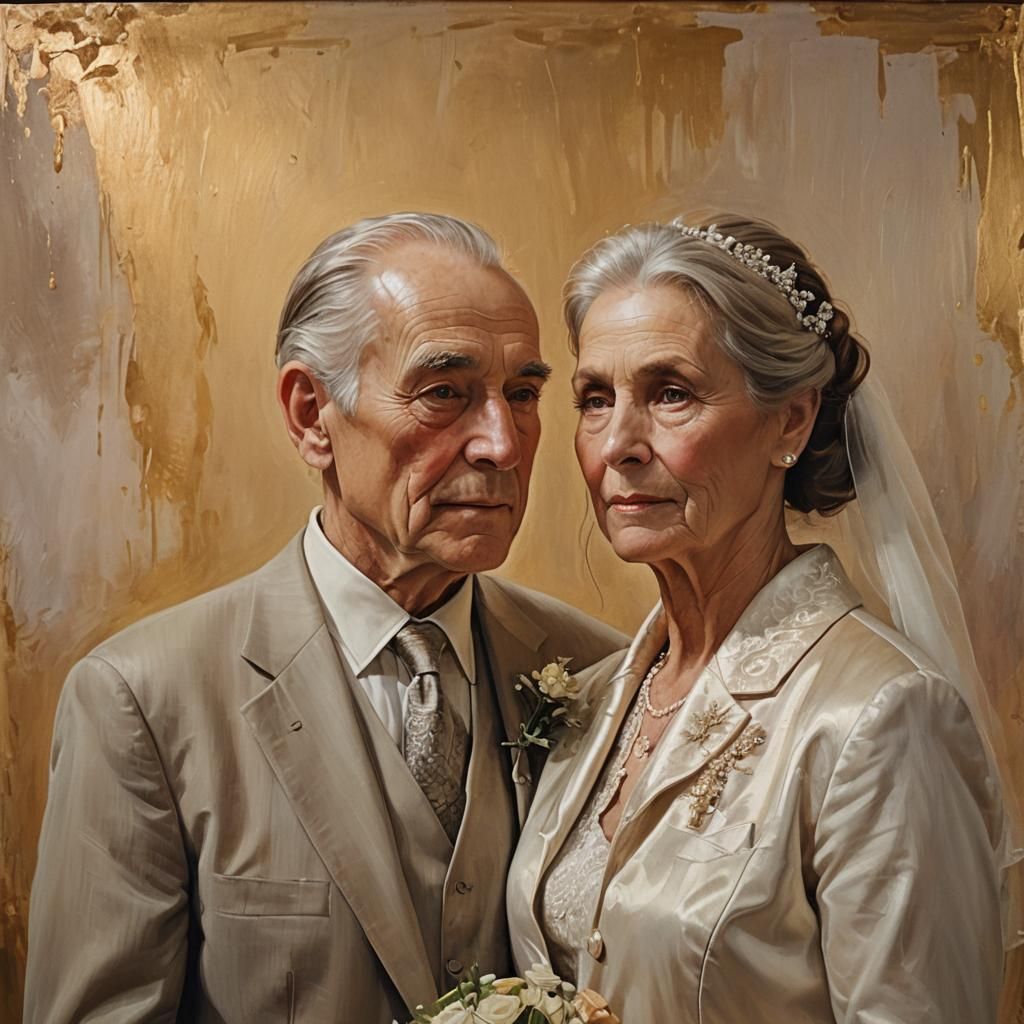 Photorealistic Oil Painting of an Older Couple