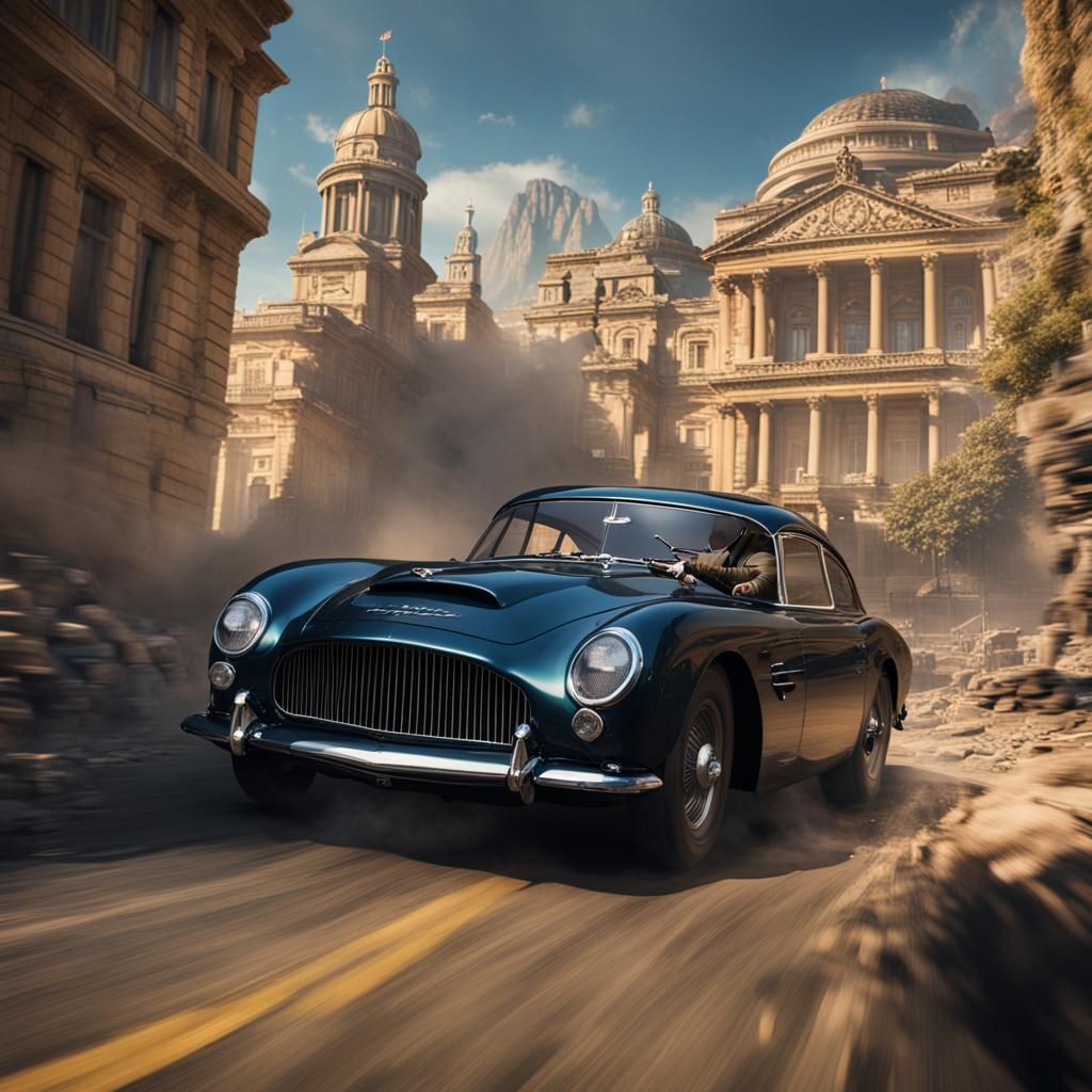 James Bond Action Scene: Detailed Matte Painting