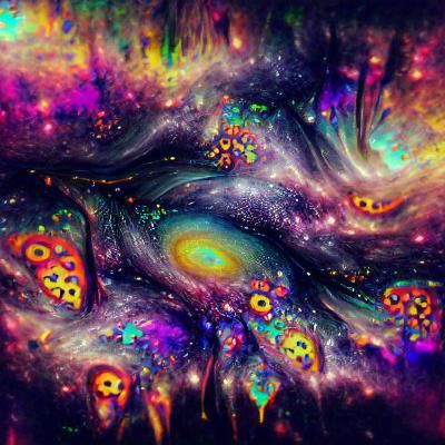 Psychedelic Galaxy with Swirling Colors