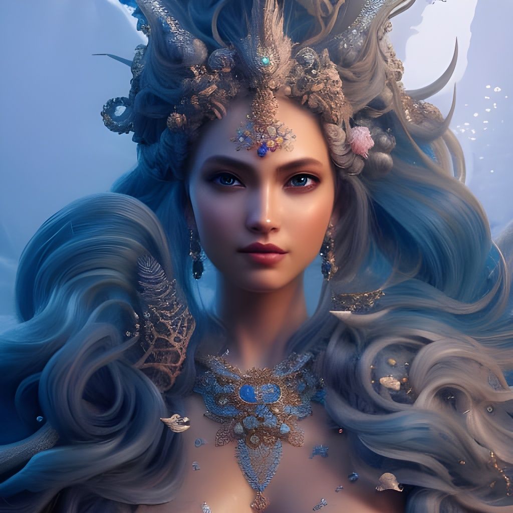 Ethereal Mermaid Portrait in Hyperdetailed Fantasy Art