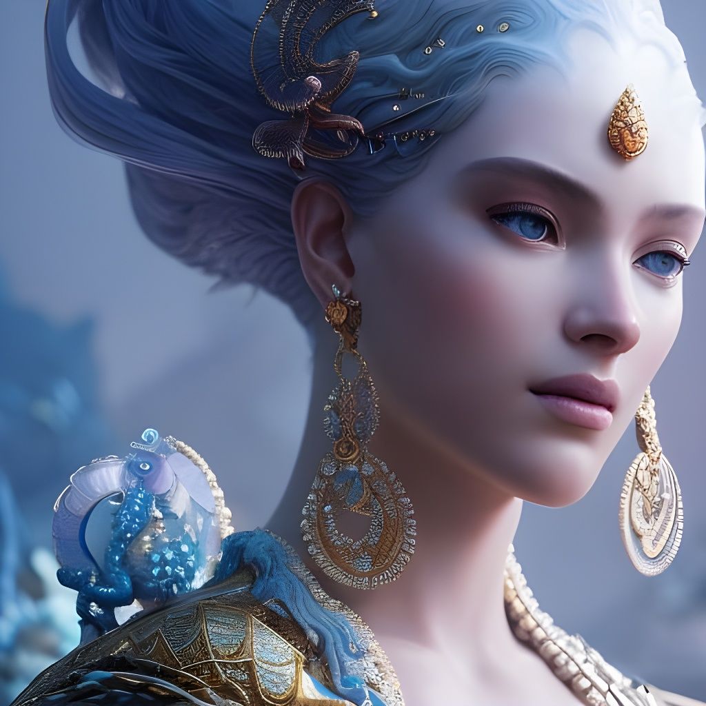 Majestic Mermaid Portrait in Hyperreal Style