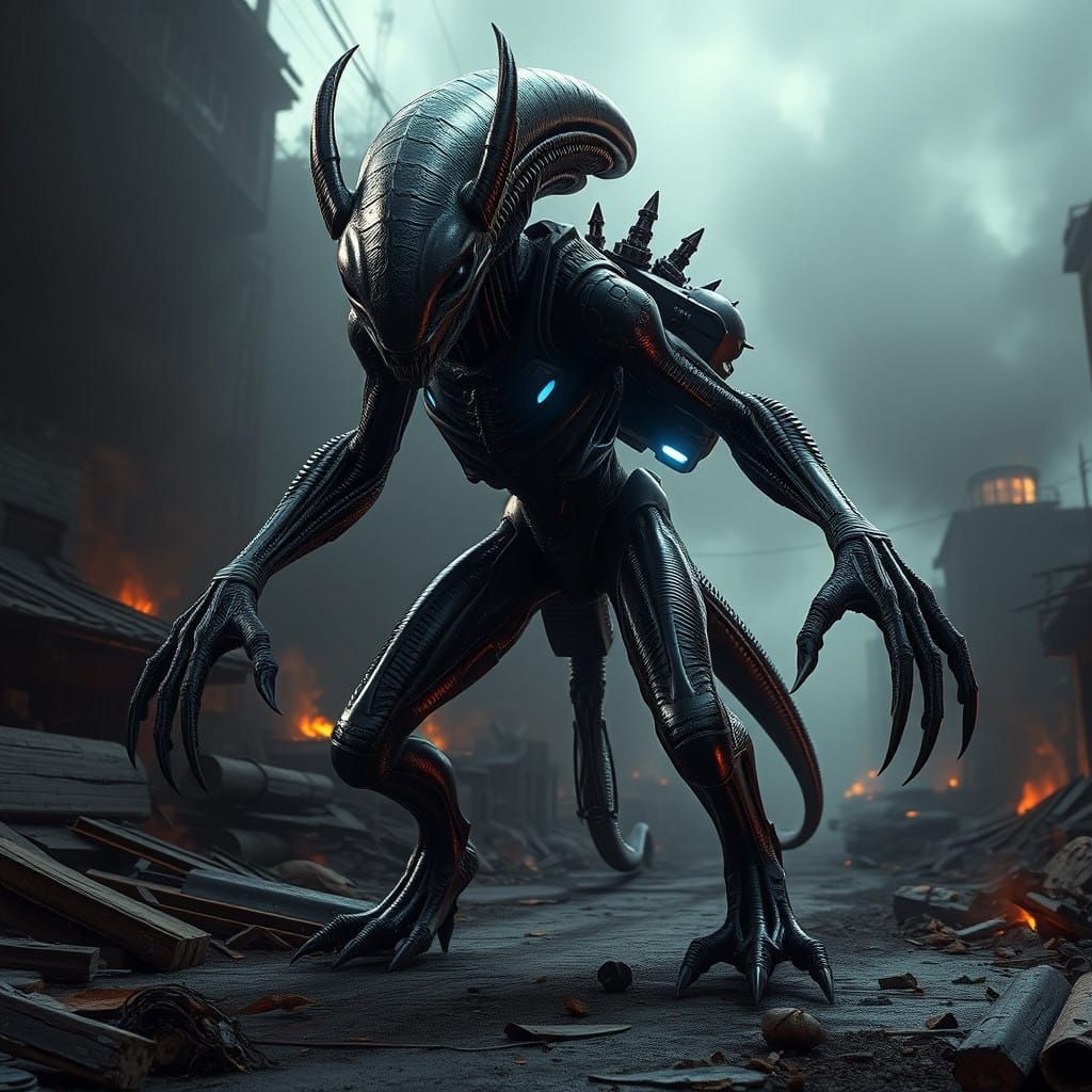 Cybernetic Horror in Dark Biomechanical Style