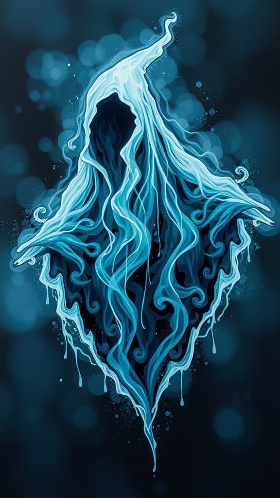 Bioluminescent Ghost in Ink Splatter Art