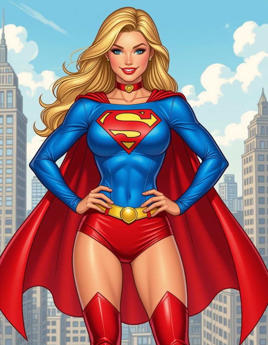 Supergirl in Metropolis, Classic Comic Book Art