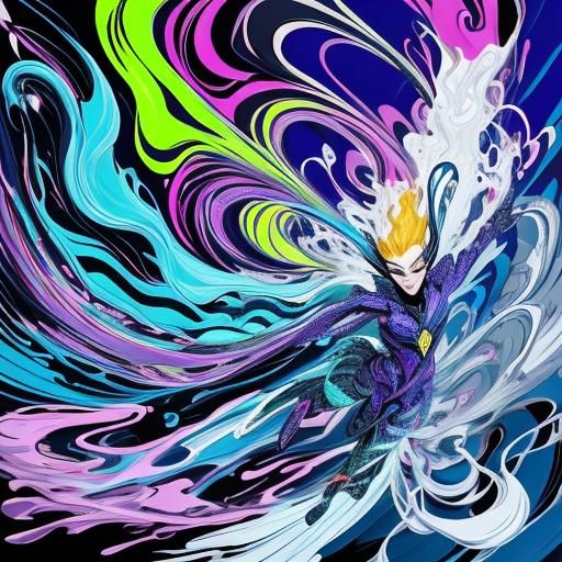 Biomorphic Blueberry Humanoid in Mosaic Pop Art