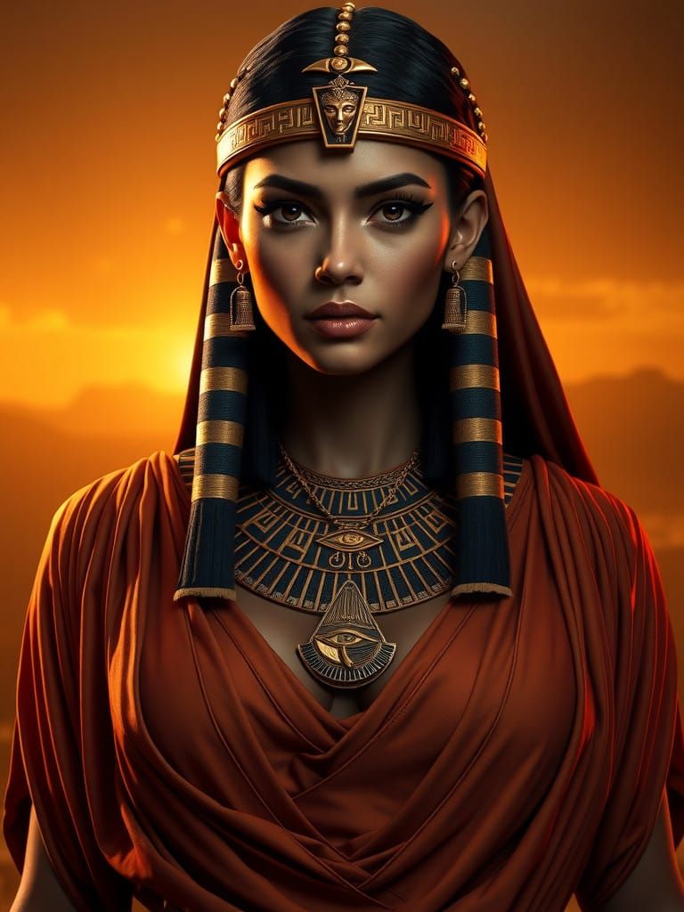Egyptian Goddess with Strength and Serenity