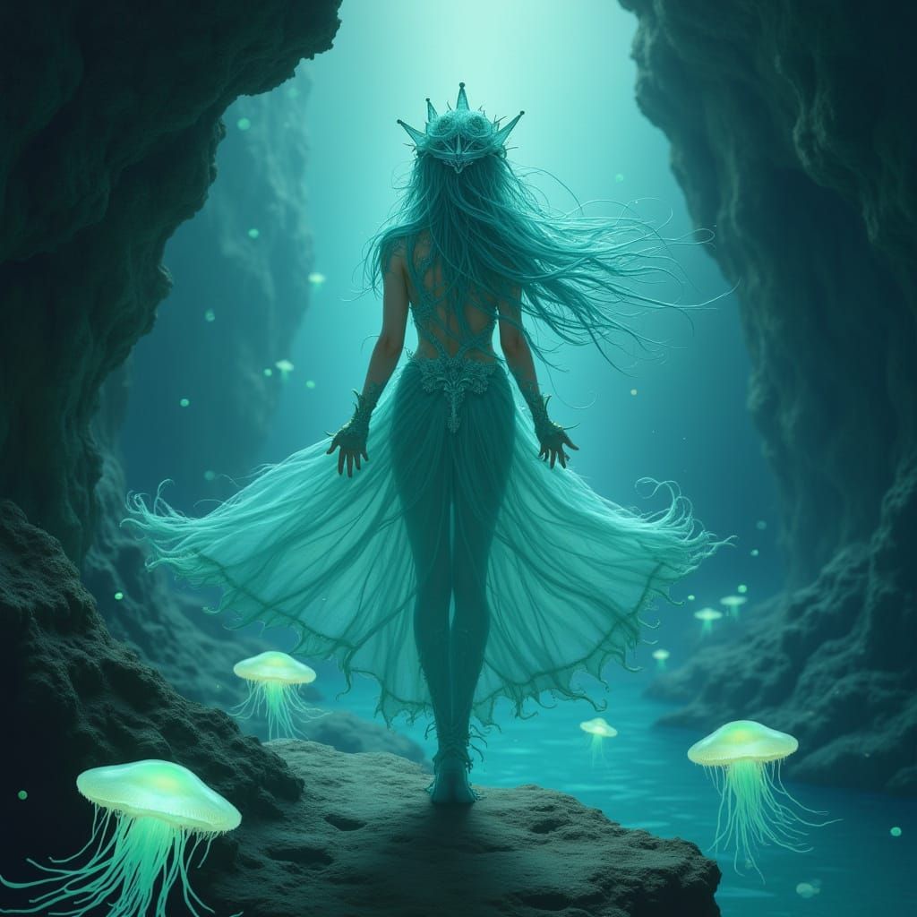 Whimsical Water Genasi in Ethereal Seashell Armor