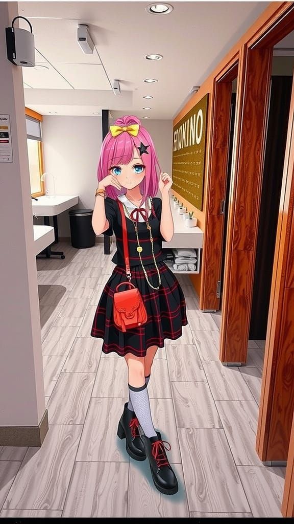 Kawaii Woman in Manga Style with Vibrant Colors